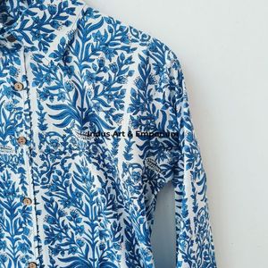 Camisa con estampado de bloques a mano Camisas elegantes para mujer Camisa de tela de algodón suave con estampado de bloques a mano India a la venta al mejor precio - Product Image 2