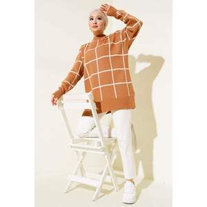 Tunique en maille à rayures biscuit manches longues - Product Image 3