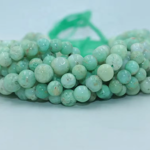 Cuentas de Crisoprasa Verde Natural, Redondas y Lisas, de 7-8 mm, Piedras Preciosas Sueltas, Hilo de 13 Pulgadas, Peso Personalizable para la Fabricación de Joyas - Product Image 1