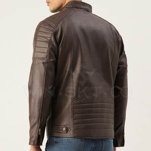 Chaqueta de Cuero de Diseño Nuevo Hecha a Medida con Cuello Alto y Logotipo Frontal, Chaqueta de Cuero para Hombre al por Mayor, Ajuste Cómodo - Product Image 2