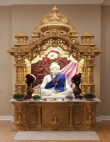 Mandir de prière traditionnel d'Inde du Sud, moderne, professionnel, durable, en teck sculpté à la main, style royal indien, personnalisé, pour la maison, USA
