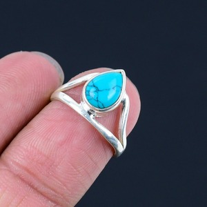 Boho Style 925 Sterling Silver Women's <b>Ring</b> <b>Turquoise</b> Gemstone Set Rhodium Handmade 925 Sterling Silver Wedding Gift for Loved - Product Image 2