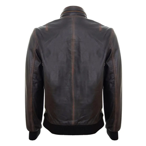 Veste de moto d'hiver en cuir de vache pour hommes de qualité supérieure personnalisée Col rond Techniques brodées Finition de qualité supérieure - Product Image 3