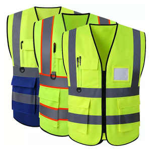 Chaleco de Trabajo Unisex de Alta Visibilidad de Poliéster con Tiras Reflectantes y Múltiples Bolsillos para Trabajadores de Carreteras - Product Image 2