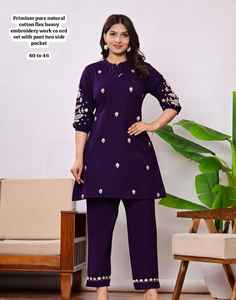 Conjunto de Dos Piezas de Algodón Natural Premium con Bordado Intenso, con Dos Bolsillos, para Mujer, Informal, para Fiestas, de Secado Rápido, para Todas las Temporadas - Product Image 1