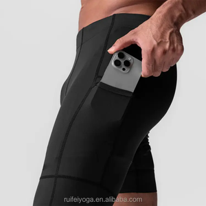 Legging de compression homme personnalisé haute performance 3/4 à une jambe, pour yoga, gym et course, anti-bactérien, respirant, imprimé - Product Image 2