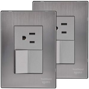 Interruttore e Presa, MXIOI-002, 2 Pezzi, Presa/Interruttore, 125-250VAC, 10/15A, 50/60Hz, Argento, Acciaio Inossidabile/PC. - Product Image 1