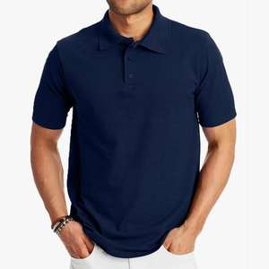 Nouveau Polo T-shirt à manches courtes 240 Gsm Protection UV Collier Polo T-shirts logo personnalisé Bleu marine - Product Image 1