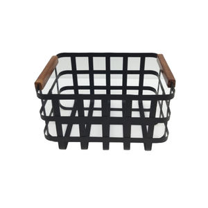 Latest 2025 Metal Iron Wire <b>Basket</b> in <b>Rectangle</b> Shape Black Finished for Tabletop Living Room Multipurpose <b>Storage</b> <b>Basket</b> - Product Image 1
