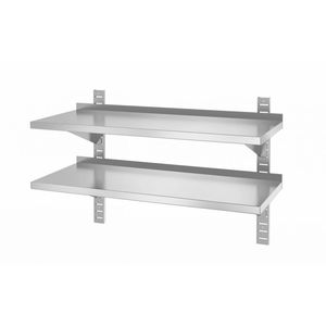 HENDI 1000x400x(H)600mm <b>Adjustable</b> Double-Walled Storage <b>Shelves</b> 2 Bracket with 200mm Height Adjustment - Product Image 1