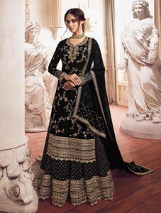 Nouveau costume de Sharara en tissu intérieur en Faux Georgette élastique à la mode pour les femmes vêtements de fête de mariage pakistanais et indiens à point libre - Product Image 4