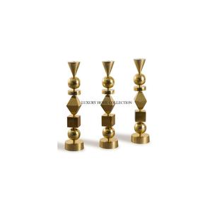 High Top Sale Gold Polished Solid <b>Brass</b> Table Top Candle Holders Set of 3 Unique Designing Lightening <b>Candlestick</b> Holders - Product Image 1