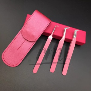 Pinza Profesional RMI para Extensión de Pestañas, Diseño de Corazón en la Parte Posterior, Recubrimiento en Polvo Rosa Oscuro de 90 Grados, Acero Inoxidable - Product Image 6