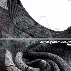 Otoño Invierno Venta al por mayor Hombres Suéter sin mangas Chaleco Hombres Suéter de punto sin mangas Chaleco Casual Cuello en V Jersey para la venta - Product Image 5