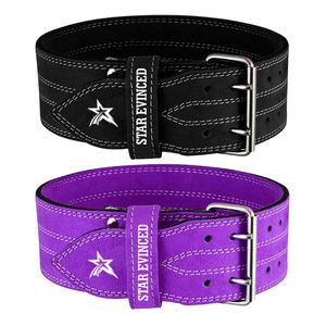 Custom Quality Single Prong Cowhide Suede Leather Powerlifting <b>Belt</b> Quality Weightlifting Logo Customization Available - Product Image 3