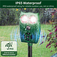 Répulsif solaire pour animaux IP65 étanche avec capteur de mouvement PIR, fréquence ultrasonique variable et protection par lumière clignotante nocturne