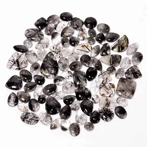 顶级能量治疗翻滚黑色金红石石英宝石混合形状不同尺寸宽松宝石珠宝制作