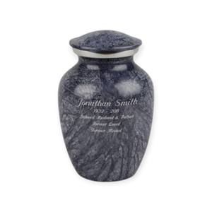 Elegante Urna Conmemorativa de Latón Azul Medianoche con Banda Grabada con Flores Doradas para un Tributo Conmemorativo Tranquilo - Product Image 2