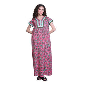 Camisón sin mangas de algodón 100% tejido para mujer, estampado floral, cintura elástica, ropa de casa suave, logotipo personalizado, suministro ODM, bolsillo lateral - Product Image 2