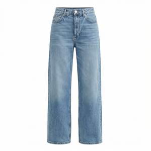 Jeans à jambes larges en denim extensible taille mi-haute pour femmes grandes tailles Pantalons respirants Pantalons de couleur personnalisée pour l'hiver Mode - Product Image 1