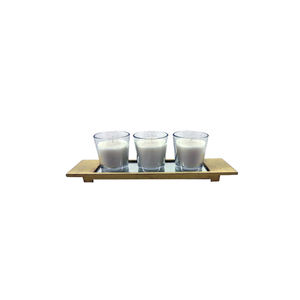 Plateau en métal de vente chaude avec 3 bougeoirs votifs de lavage gris pour la décoration de maison et de mariage faite à la main en vrac - Product Image 6