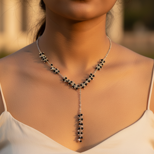 Collar Bohemio con Cuentas Negras en Forma de Y para Mujer, Moderno, Religioso, Clásico, con Cadenas de Madera, Borla de Perlas, Cruz, Luna y Números - Product Image 2