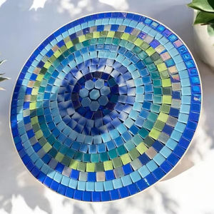 Table d'appoint en mosaïque éblouissante: Art irisé-Table basse bleue-Table d'appoint-Décor de salon-Cadeau - Product Image 1