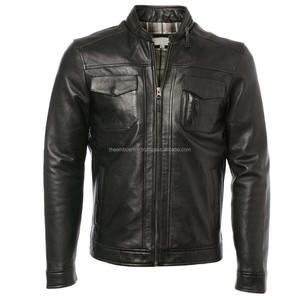 Vente directe d'usine personnalisé hommes 2025 nouveau Style mode hommes en peau de mouton hommes vert foncé en cuir veste de moto pour hommes - Product Image 5