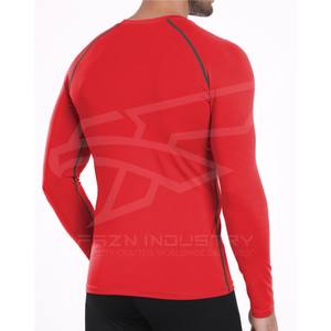 Vente en gros sur mesure Chemise de compression souple à col rond et à manches longues Collants en peluche de fitness à séchage rapide pour hommes - Product Image 2