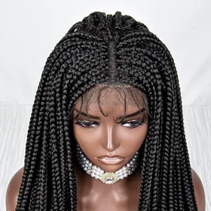 Vente en gros W13 perruque africaine Box Braid avec dentelle frontale perruques torsadées pour les femmes noires perruque Cornrow