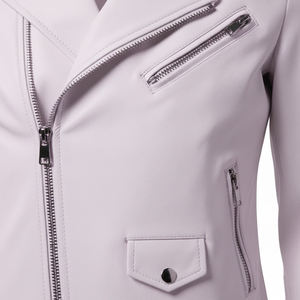 Real Leather Lavender Motorbike Jacket Women Custom Bulk Wholesale Factory Price Genuine Biker Style <b>Ladies</b> <b>Coat</b> OEM ODM Service - Product Image 6