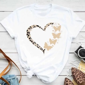 T-shirt d'été à manches courtes pour femmes-T-shirt en pur coton imprimé à la mode-Loose Round Neck T Vêtements pour femmes - Product Image 4