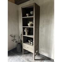 Buffet haut extensible de luxe marron style bois flotté, finition naturelle, avec tiroirs, en bois de manguier, table console pour salle à manger, entrée, salon