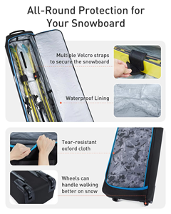Custom <b>Travel</b> Rolling Double Ski & Snowboard <b>Bag</b> <b>with</b> <b>Wheels</b> Padded Waterproof Polyester Professional Men's Outdoor Use - Product Image 4