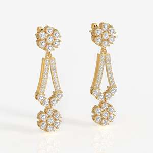Boucles d'oreilles en or 18 carats avec diamants de laboratoire de Vienne, bijoux élégants et luxueux - Product Image 3