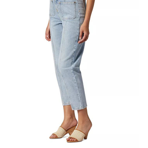 กางเกงยีนส์ทรงสกินนี่เอวสูงสีน้ำเงินสำหรับผู้หญิง ผลิตตามสั่ง แบรนด์ส่วนตัว ผ้าเดนิมยืด ระบายอากาศได้ดี รับผลิตแบบ OEM - Product Image 3