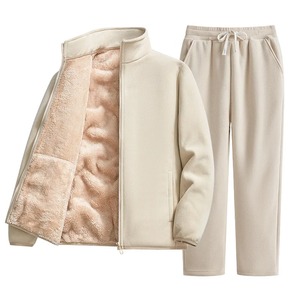 Conjunto de pantalones largos con capucha de lana para mujer de invierno, conjunto deportivo grueso de dos piezas resistente al frío y cálido, ropa deportiva informal - Product Image 4