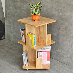 Étagère à livres mobile compacte à 2 niveaux en bois KS68199 - pour salon, installation facile sur pied - Product Image 3
