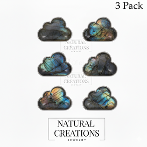 Boucles d'oreilles clous en argent sterling 925 de qualité supérieure, finition haut de gamme, avec perle de culture d'eau de mer et labradorite en forme de nuage, sertissage clos, tendance pour mariage et soirée - Product Image 2