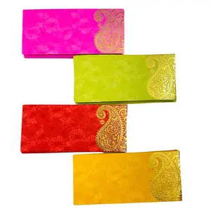 Sahaya डिजाइनर सेगन उपहार लिफाफे के लिए शादियों जन्मदिन गोद भराई की सालगिरह Eidi Milni 4 रंग-एकल Ambi
