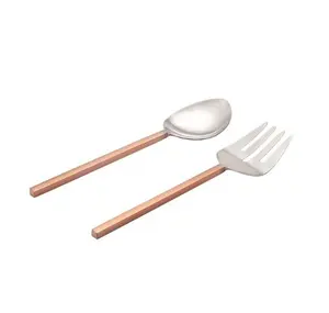 Cucchiai da portata per insalata di acciaio inossidabile di rame martellato di qualità di lusso-Set di 2 dimensioni personalizzabili