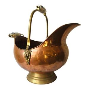Vintage-style Large Copper <b>Coal</b> <b>Bucket</b> with Patina Finished & Perfect for Adding Rustic Warmth to Any Fireplace - Product Image 6