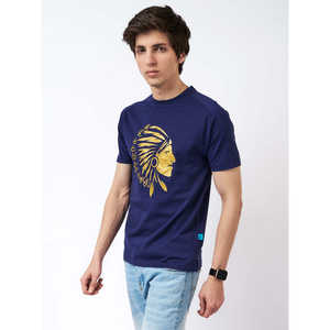 Camiseta gráfica con relieve azul para hombre - Product Image 2