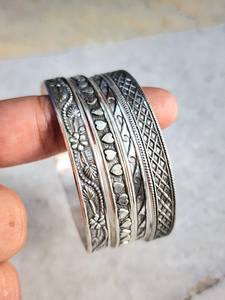 925 argent Sterling plaqué 4 de l'ensemble Boho Texture Vintage bahaméen Bracelet empilable Bracelet pour les femmes mode bijoux en gros - Product Image 4