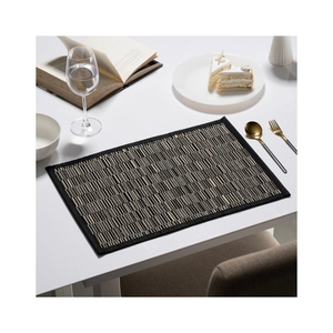 Cotton <b>Canvas</b> Twill Texture Leaves Border Table Mat Eco Dyed Indian Made Sustainable Home Dining Decor Retail & Wholesale Supply - Product Image 4