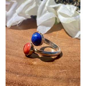 Lapis & Spiny Oyster Sterling Silver <b>Adjustable</b> <b>Ring</b> Size 7 by Dorothy Yazzie - Product Image 4