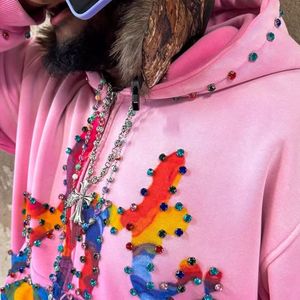 Sudadera holgada de algodón 100% de peso pesado personalizada con diseño único y diamantes de imitación de varios colores - Product Image 3