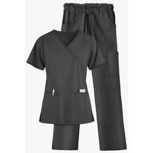 Best Selling Women <b>Scrub</b> <b>Set</b> Solid Color Stretch V-Neck Top Cargo Pant Medical Uniform Customizable OEM Wholesale Bulk <b>Scrub</b> <b>Set</b> - Product Image 3