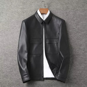 Veste en cuir vieilli de style tendance, veste en cuir d'agneau véritable pour hommes, vestes en cuir pour hommes - Product Image 1