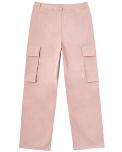 Pantalon cargo rose clair pour femme, taille haute, jambe large, pantalon utilitaire, streetwear, coupe ample, multi-poches, pantalon tendance - Product Image 3